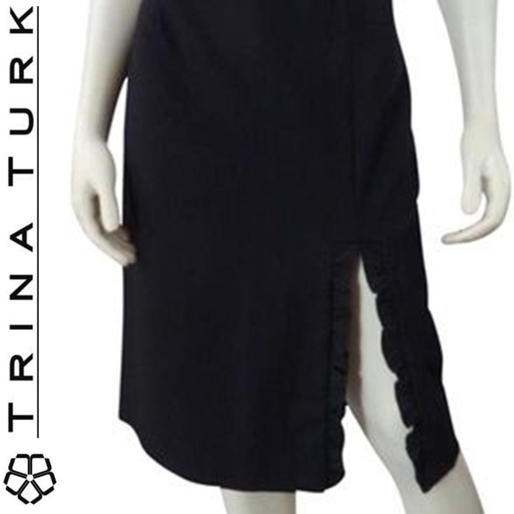 TRINA TURK * RUFFLE SPLIT PENCIL SKIRT